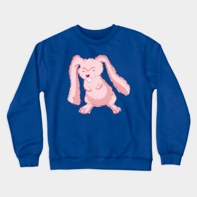 Pink evil cute rabbit Crewneck Sweatshirt by Demonic cute cat